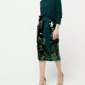 J. Crew satin bow paillette sequin skirt